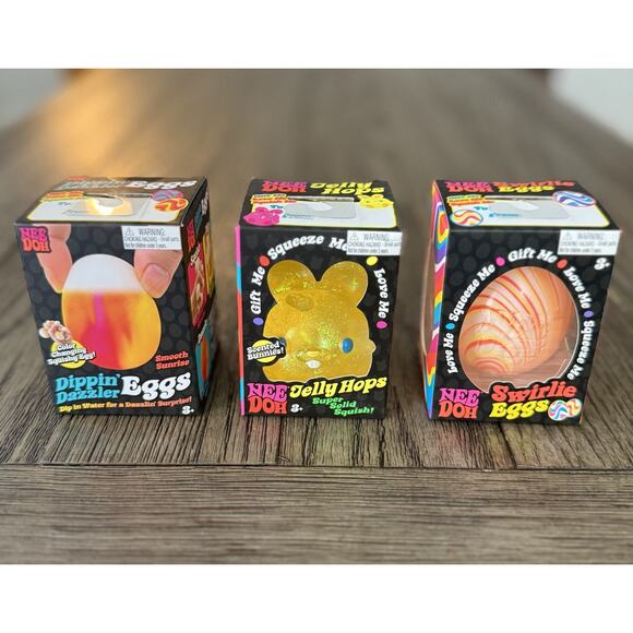 Schylling NeeDoh Jelly Hops, Swirlie Eggs, Dippin' Dazzler Easter New SET OF 3 - Picture 3 of 12